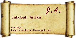Jakubek Arika névjegykártya